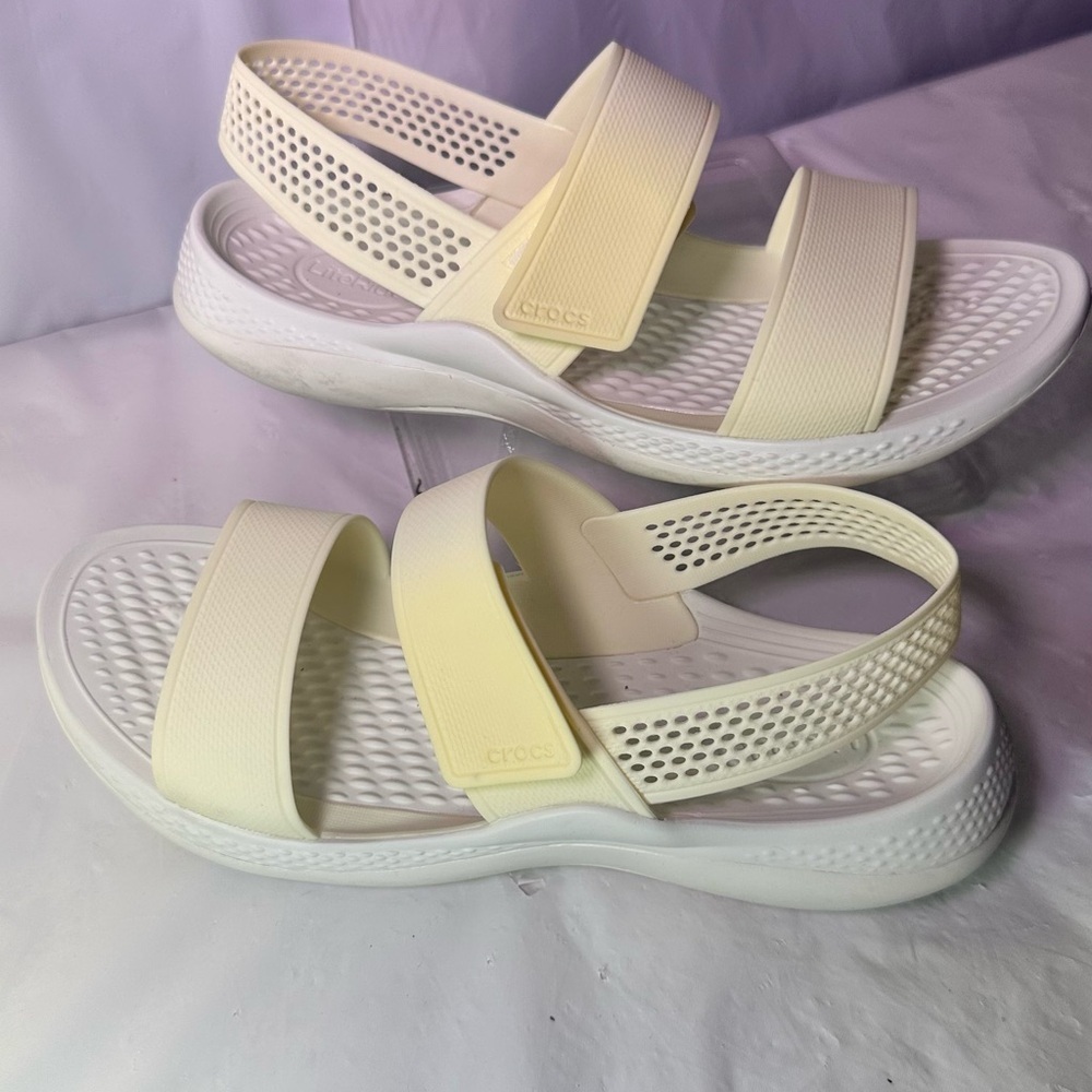 CROCS Women's Cream/Off-White Dual Strap Sandals